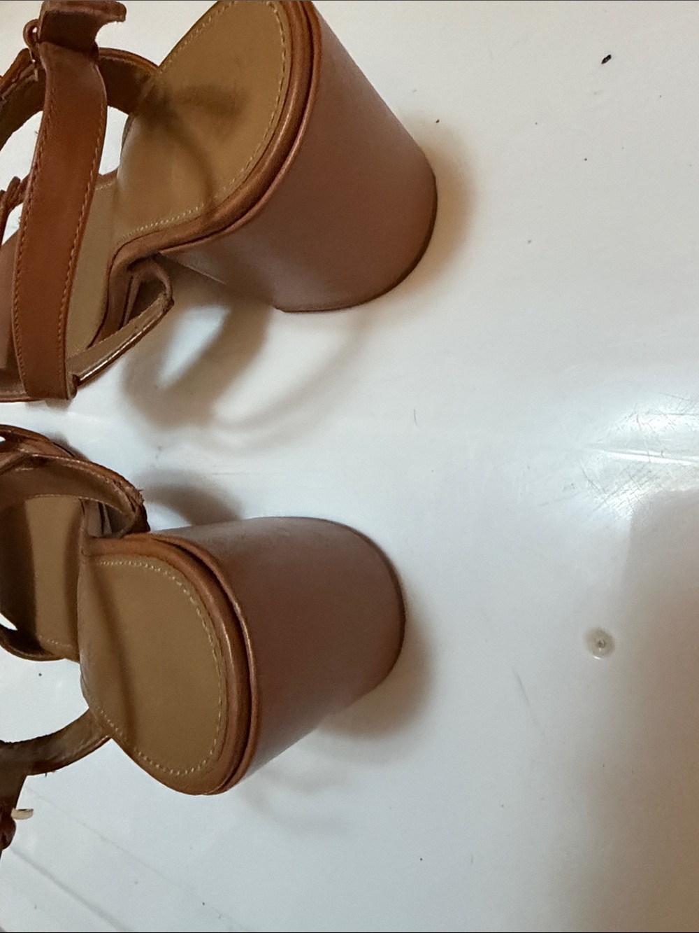 Tory Burch Cognac Leather Double-Strap Slingback Sandals with Gold Logo - Picture 11 of 11